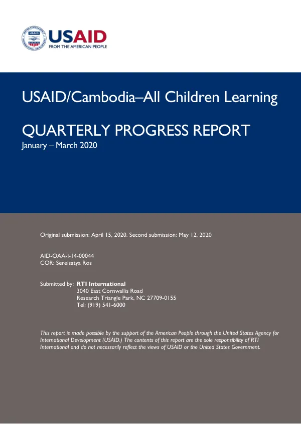 All Children Learning Quarterly Report January–March 2020