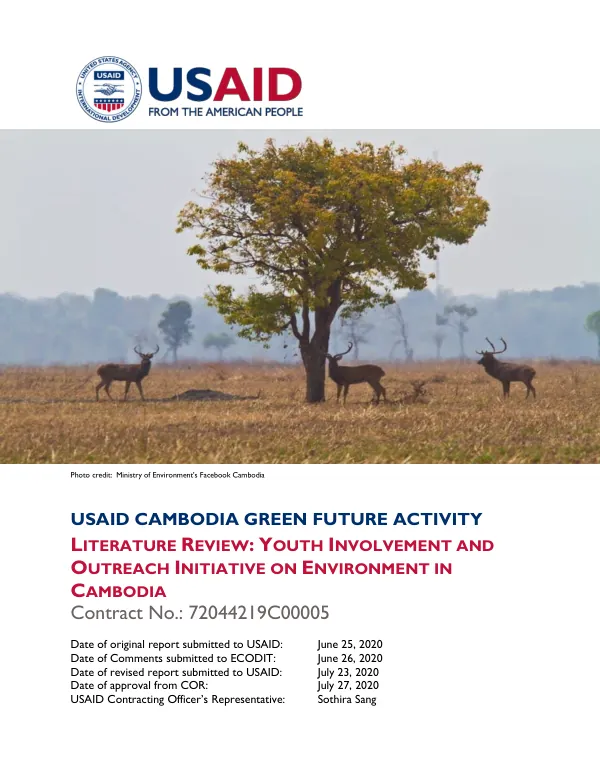 USAID Cambodia Green Future Activity Literature Review: Youth Involvement and Outreach Initiative on Environment in Cambodia