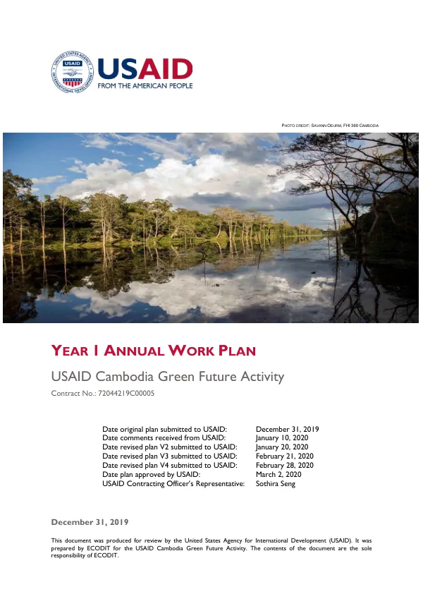 USAID Cambodia Green Future Activity: Year 1 Annual Work Plan