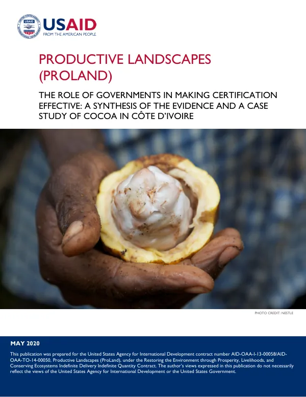 The Role of Governments in Making Certification Effective: A Synthesis of the Evidence and a Case Study of Cocoa in Côte d'Ivoire