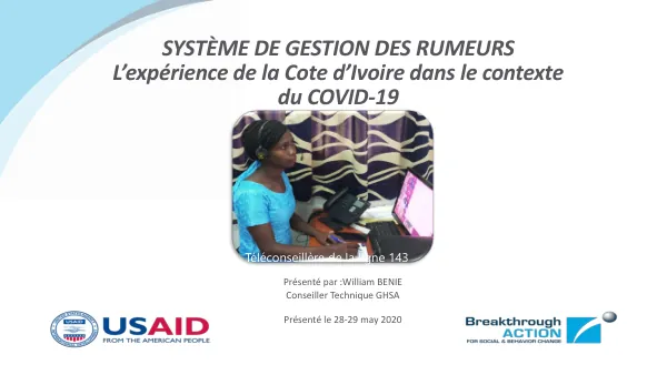 Présentation des résultats préliminaires de l’étude qualitative sur les cinq groupes de maladies zoonotiques en Côte d’Ivoire