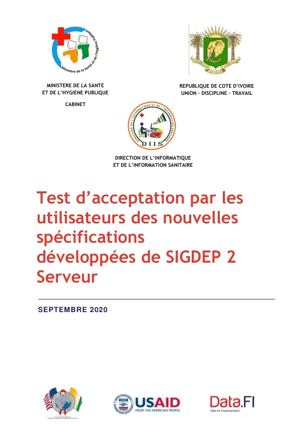 Test d’acceptation par les utilisateurs des nouvelles spécifications développées de SIGDEP 2 Serveur