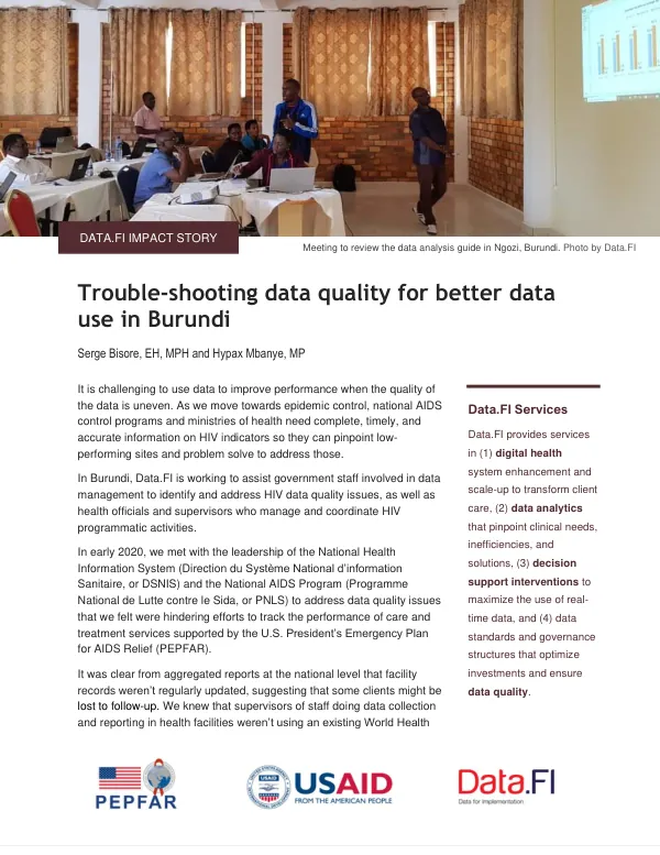 Trouble-shooting data quality for better data use in Burundi