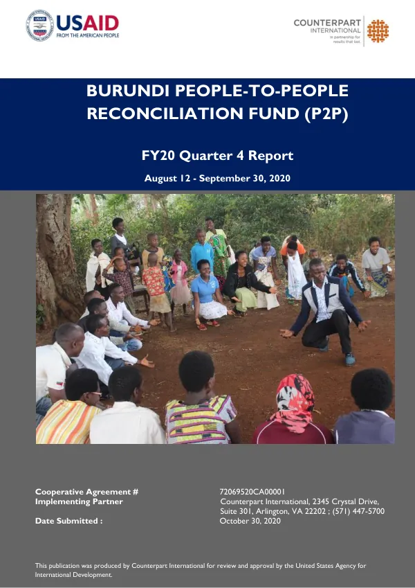 Burundi P2P – FY 2020 Q4 Program Performance Report
