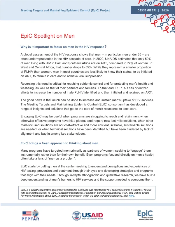 Meeting Targets and Maintaining Epidemic Control (EpiC) Project