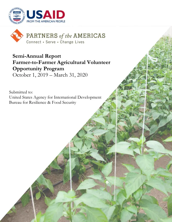 Semi-Annual Report: Farmer-to-Farmer Agricultural Volunteer Opportunity Program