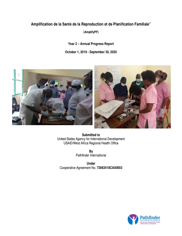Amplification de la Santé de la Reproduction et de Planification Familiale: Year 2 – Annual Progress Report