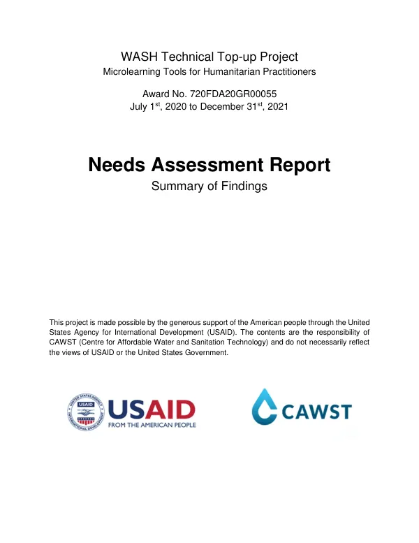 WASH Technical Top-up Project Microlearning Tools for Humanitarian Practitioners