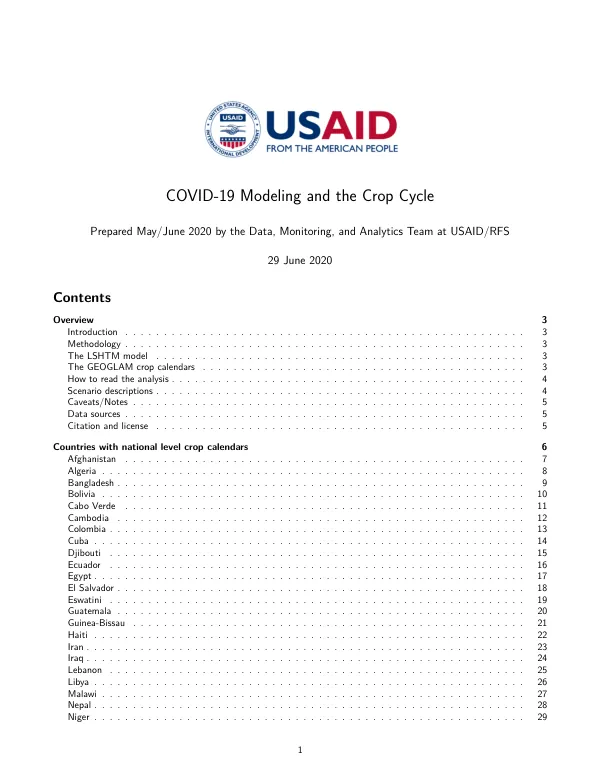 COVID-19 Modeling and the Crop Cycle