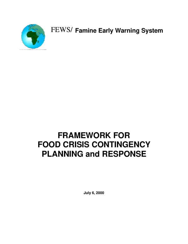 Framework for food crisis contingency planning and response