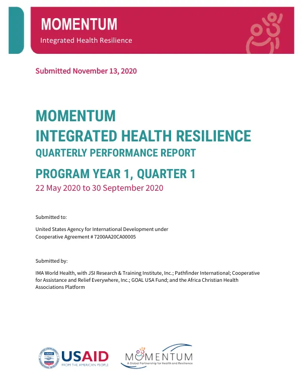 MOMENTUM Integrated Health Resilience PY1 Q1 Performance Report