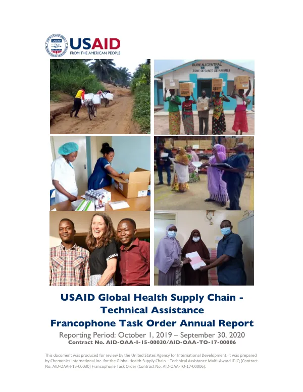 USAID Global Health Supply Chain Technical Assistance Francophone Task Order, Annual Report FY20