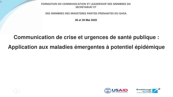 Formation en communication et leadership des membres du secretariat et des membres des ministères parties prenantes du GHSA