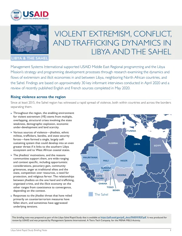 Violent Extremism, Conflict, and Trafficking Dynamics in Libya and the Sahel