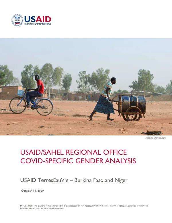 USAID/SAHEL Regional Office COVID-specific Gender Analysis Final Report