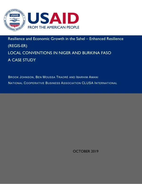 Resilience and Economic Growth in the Sahel – Enhanced Resilience (REGIS-ER) Local Convention Study