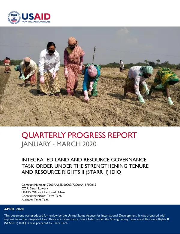 Quarterly Progress Report January – March 2020