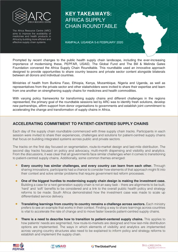 Africa Supply Chain Roundtable: Accelerating Commitment to Patient-Centered Supply Chains