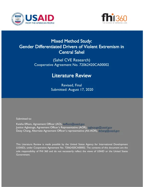 Mixed Method Study: Gender Differentiated Drivers of Violent Extremism in Central Sahel