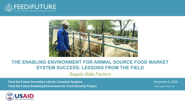 The Enabling Environment for Animal Source Food Market System Success: Supply-Side Factors