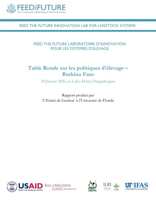 Feed the Future Innovation Lab for Livestock Systems: Table Ronde sur les politiques d'élevage – Burkina Faso