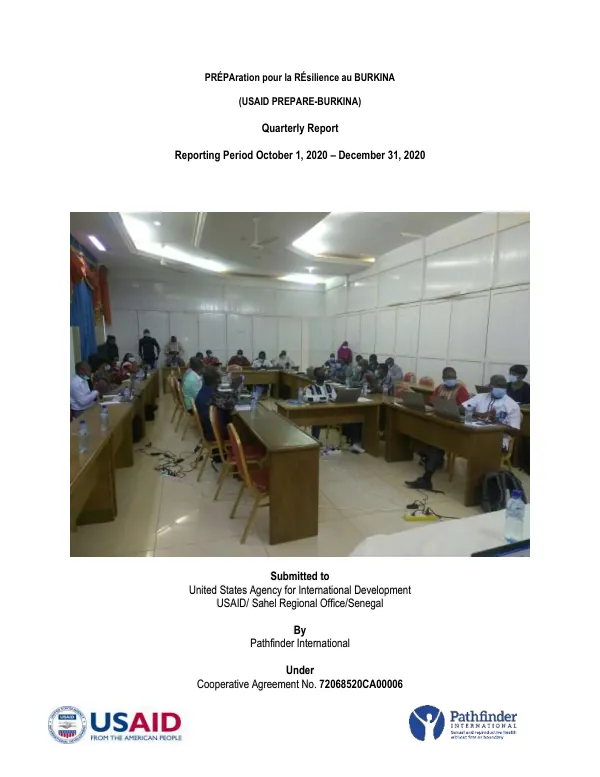 Quarterly Report: PREPARE-BURKINA (USAID PREPARE-BURKINA) October 1, 2020 – December 31, 2020
