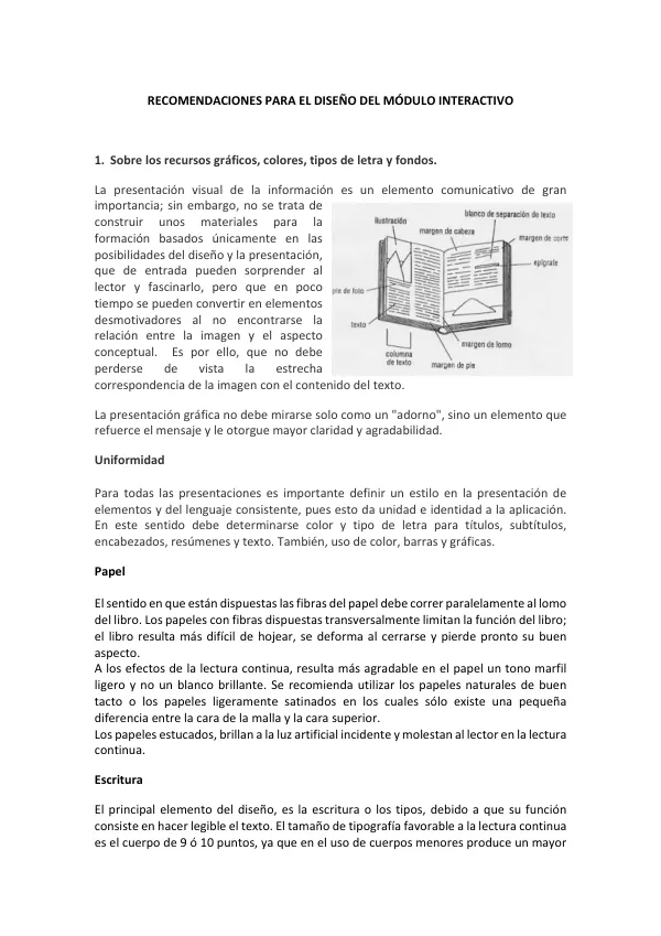 RECOMENDACIONES PARA EL DISEÑO DEL MÓDULO INTERACTIVO
