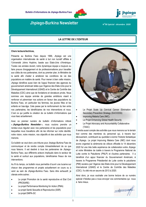 Jhpiego-Burkina Newsletter