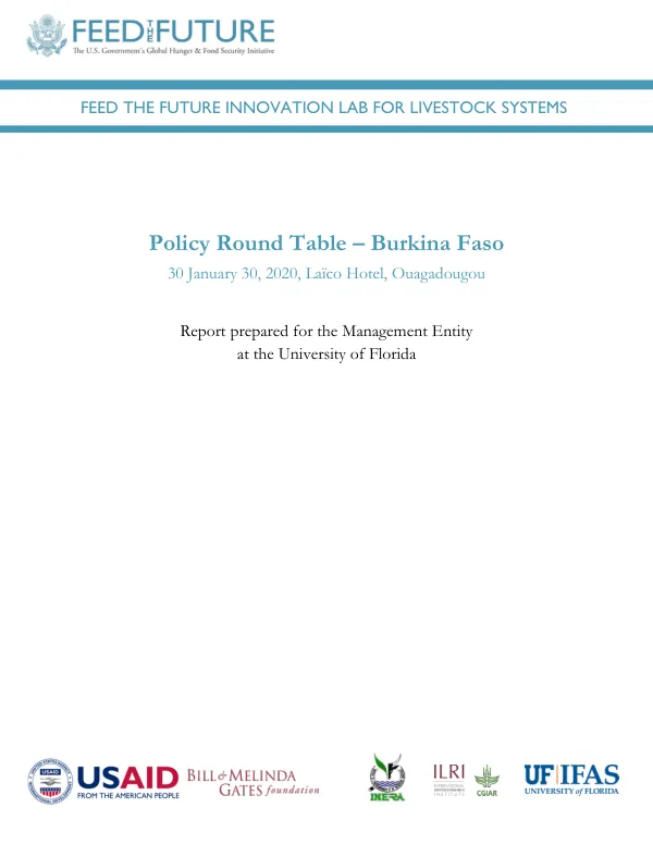 Policy Round Table – Burkina Faso: Report on the Feed the Future Innovation Lab for Livestock Systems