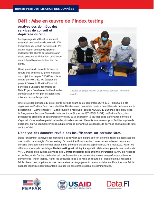 Mise en œuvre de l’index testing pour la lutte contre le VIH au Burkina Faso
