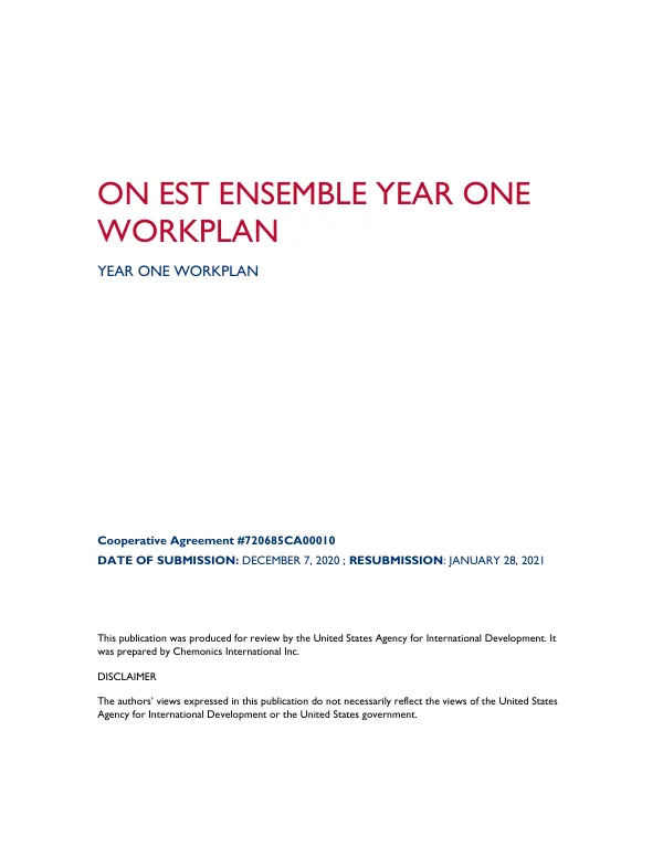 Burkina Faso On Est Ensemble Year One Workplan