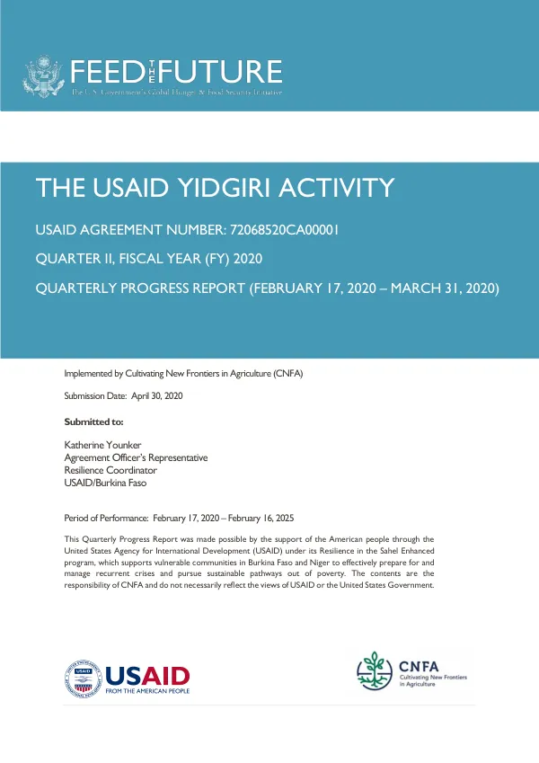USAID Yidgiri Quarter 2 FY20 Report