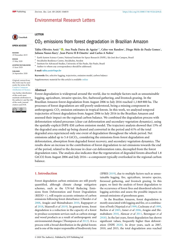 CO2 emissions from forest degradation in Brazilian Amazon