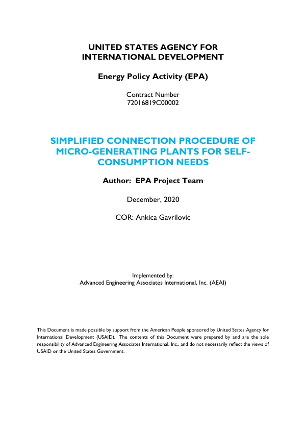 Simplified Connection Procedure of Micro-Generating Plants for self-consumption needs