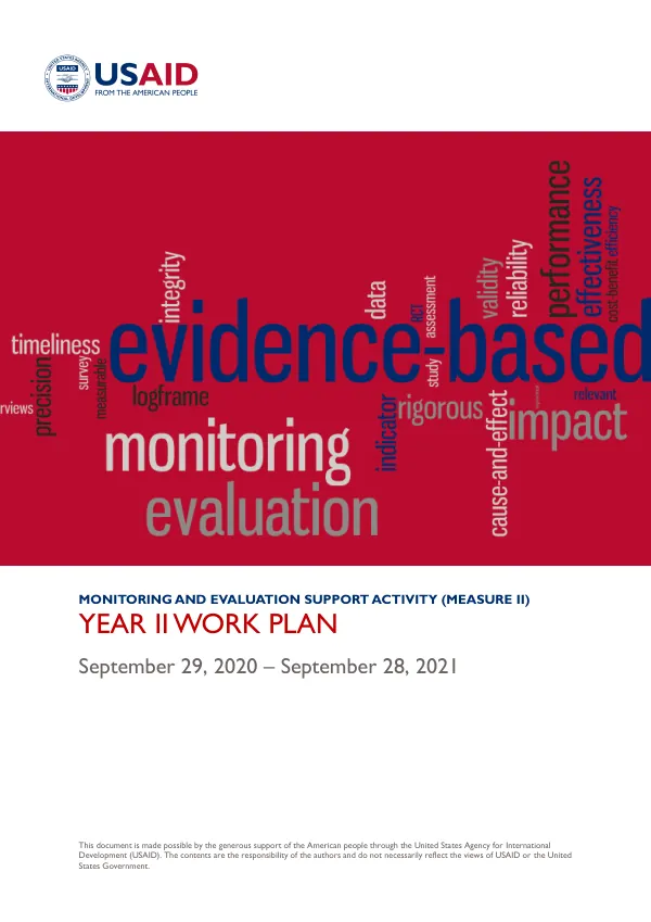 Monitoring and Evaluation Support Activity (MEASURE II) Year II Work Plan