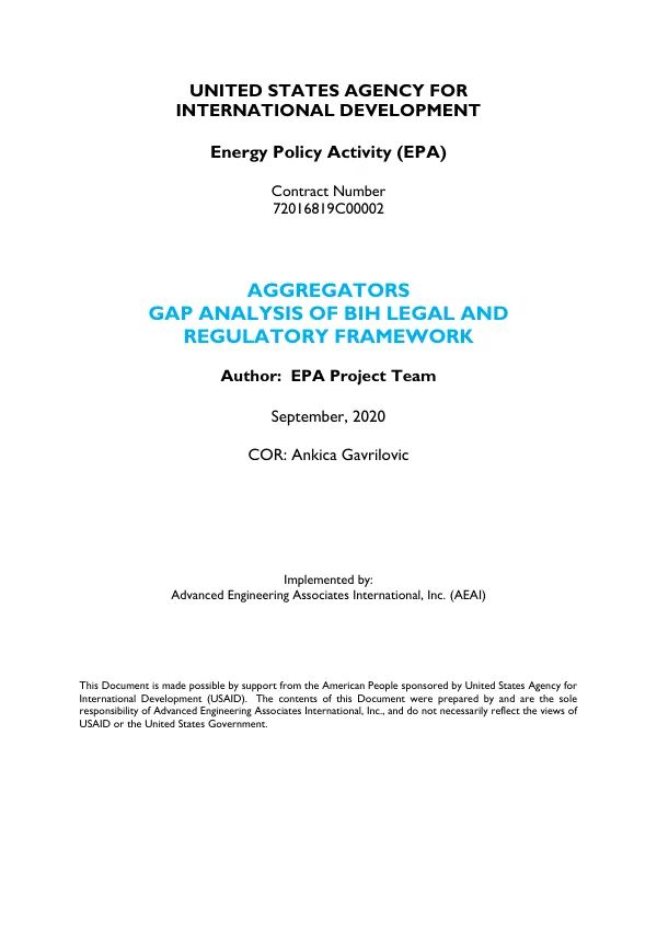 Aggregators Gap Analysis of BiH Legal and Regulatory Framework