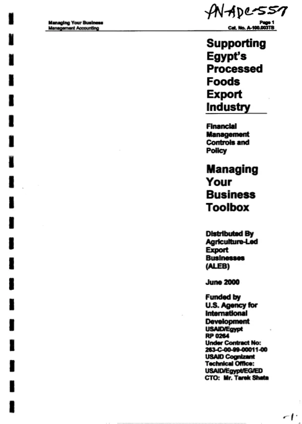 Financial management controls and policy -- managing your business toolbox