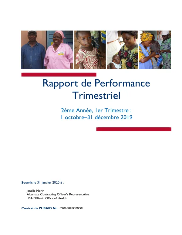 Rapport de Performance Trimestriel 2ème Année, 1er Trimestre : 1 octobre–31 décembre 2019
