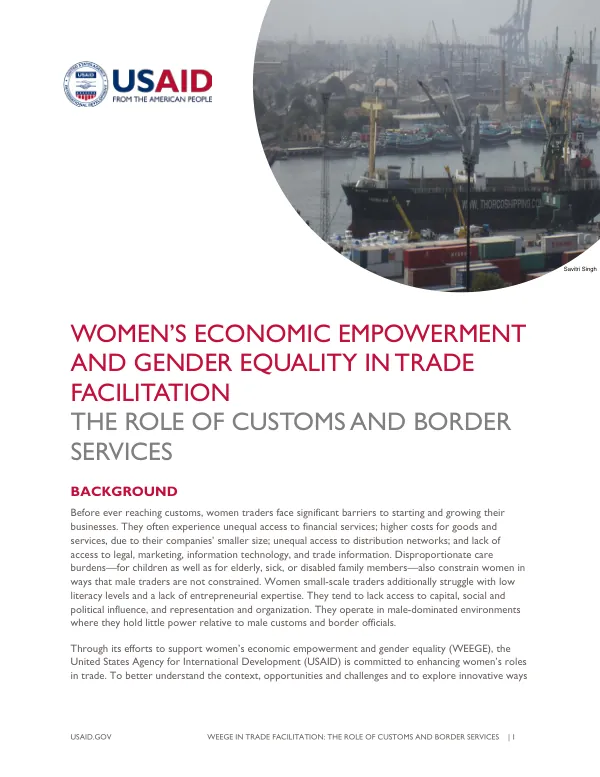 Women’s Economic Empowerment and Gender Equality in Trade Facilitation: The Role of Customs and Border Services