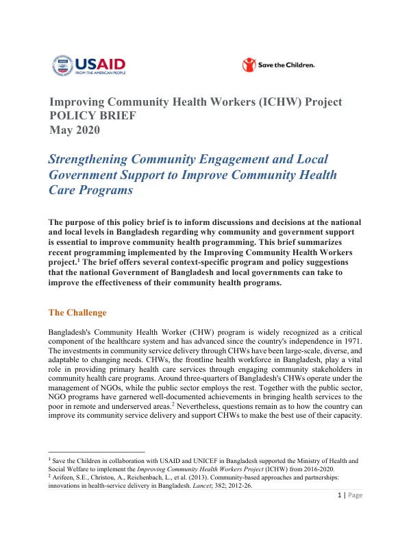 Strengthening Community Engagement and Local Government Support to Improve Community Health Care Programs