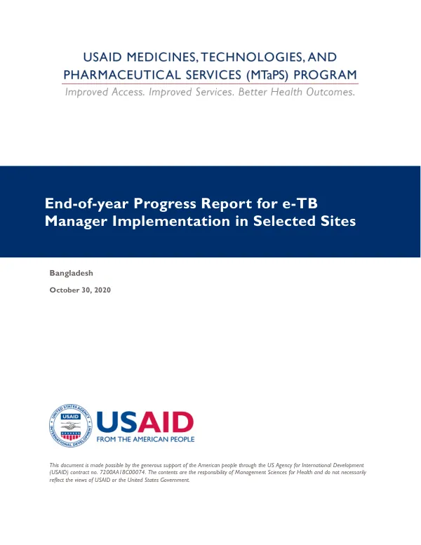 End-of-year Progress Report for e-TB Manager Implementation in Selected Sites