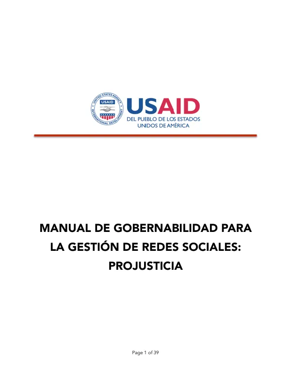 Manual de Gobernabilidad para la Gestión de Redes Sociales: PROJUSTICIA