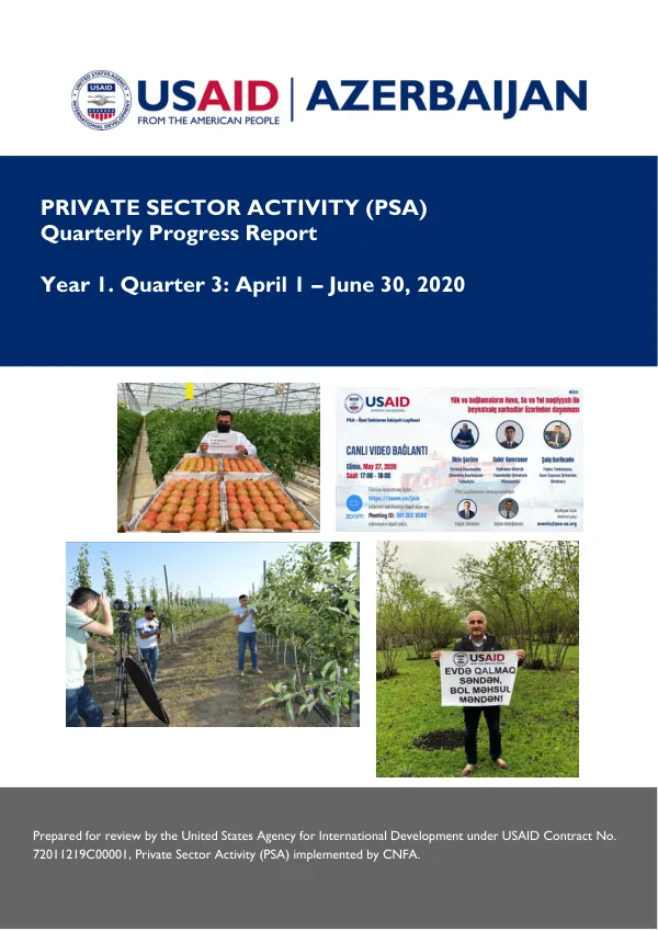 Private Sector Activity (PSA) Quarterly Progress Report