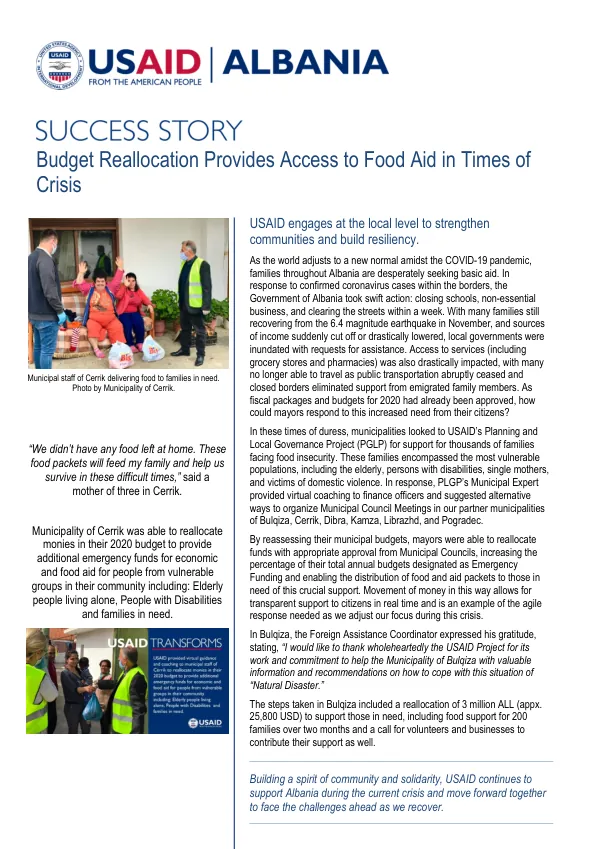 Budget Reallocation Provides Access to Food Aid in Times of Crisis - Success Story