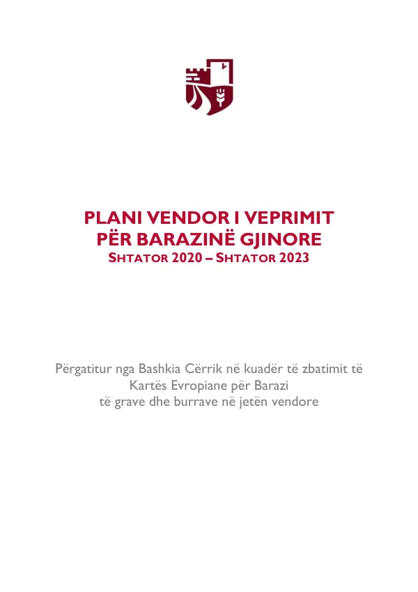 Plani Vendor i Veprimit për Barazinë Gjinore: Shtator 2020 – Shtator 2023