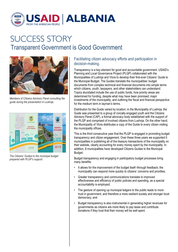 Success Story: Transparent Government is Good Government