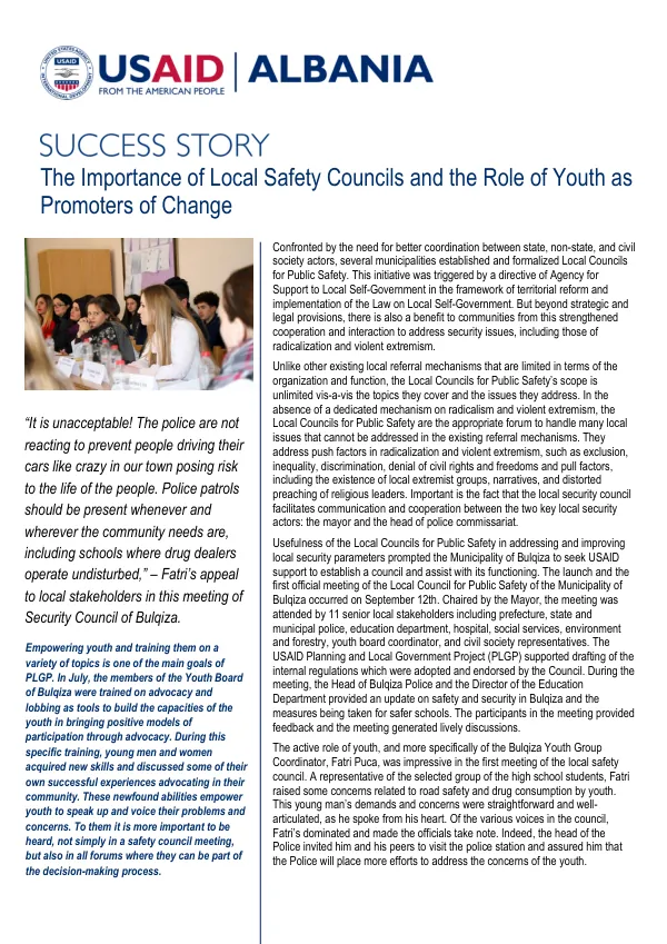 Success Story: The Importance of Local Safety Councils and the Role of Youth as Promoters of Change