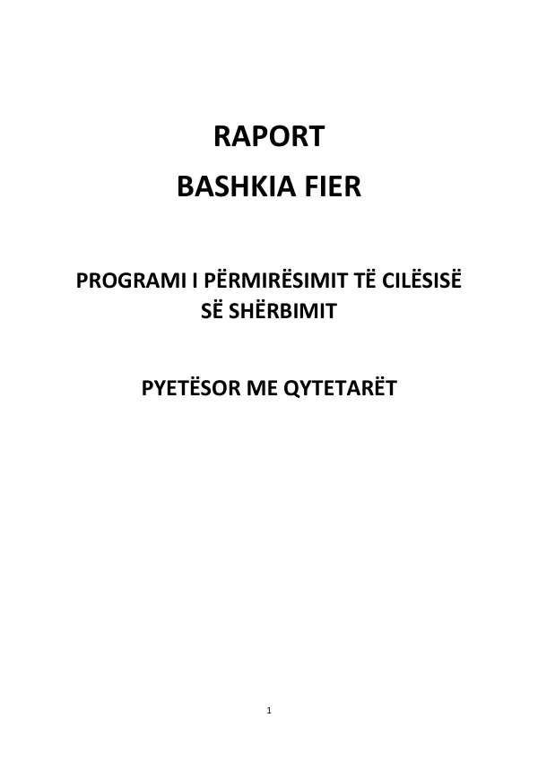 Citizen Satisfaction Survey Report for Fier Municipality