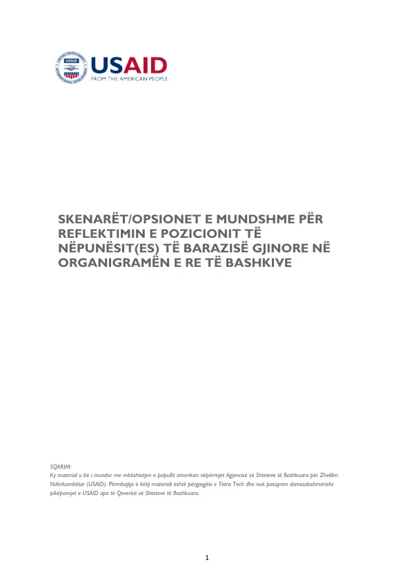 Skenaret/Opsionet e Mundshme për Reflektimin e Pozicionit të Nëpunësit(e)s të Barazisë Gjinore në Organigramën e Re të Bashkive