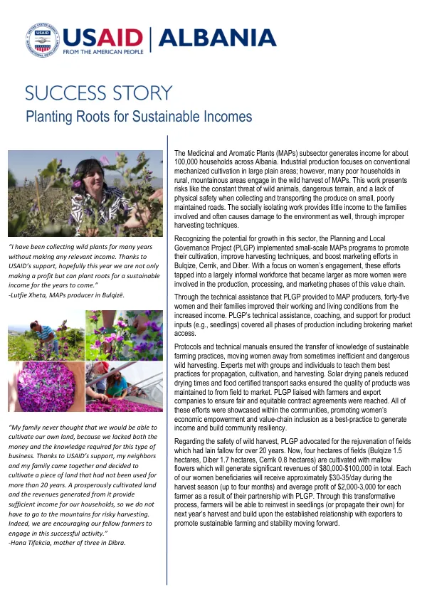 Albania PLGP: Planting Roots for Sustainable Incomes